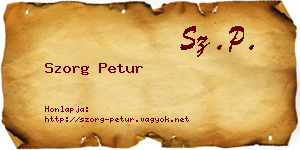 Szorg Petur névjegykártya